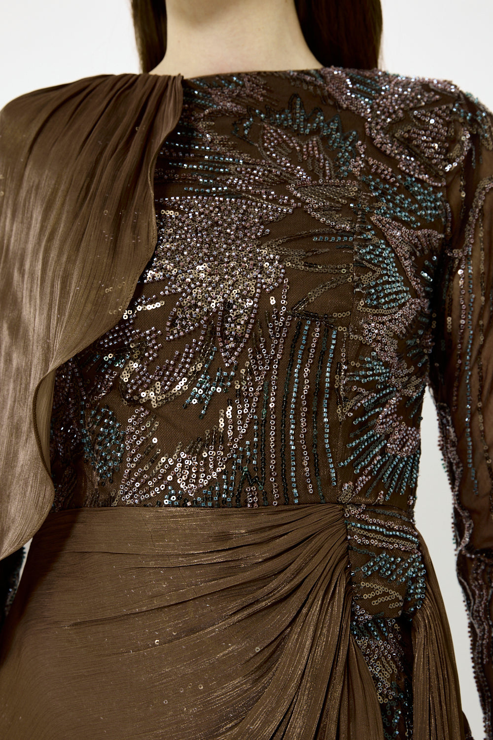 Asymmetric Cape Drape Gown