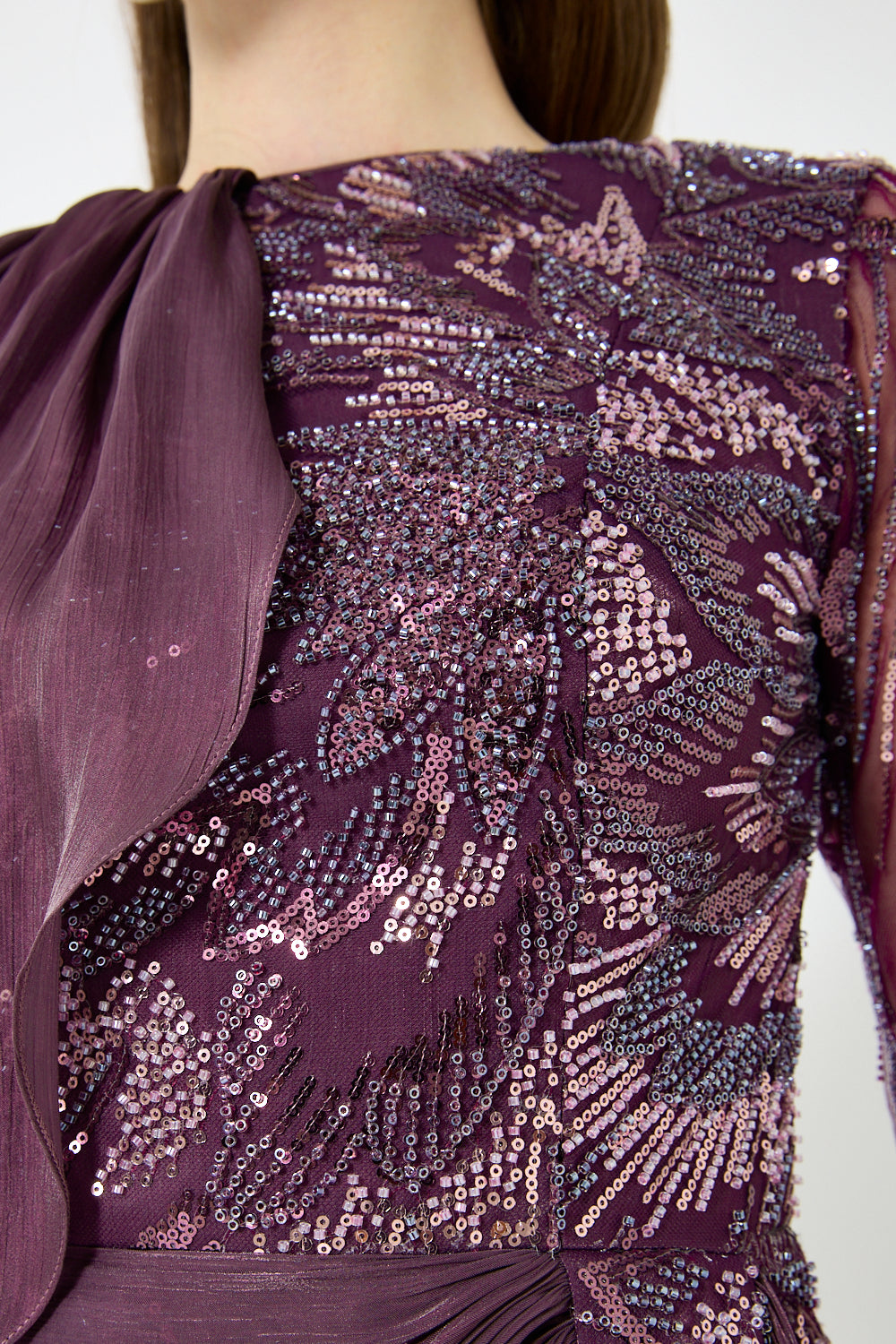 Asymmetric Cape Drape Gown