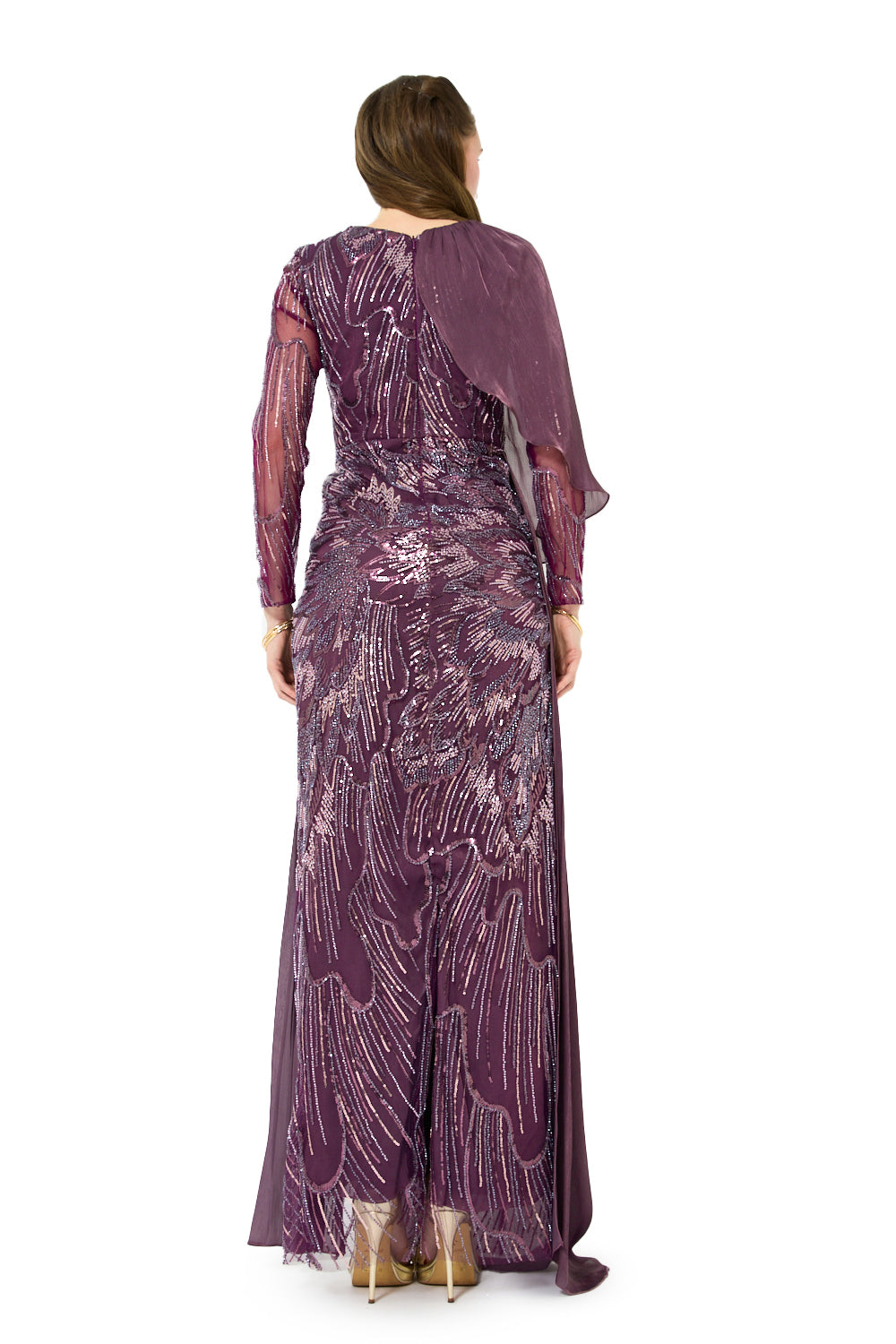 Asymmetric Cape Drape Gown