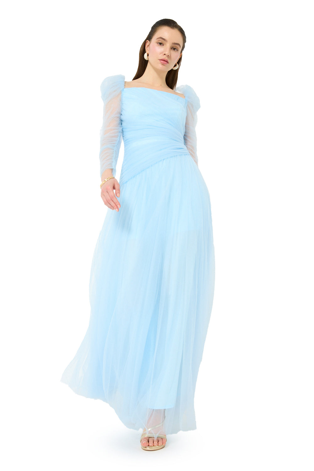 Draped Waist Pleated Gown