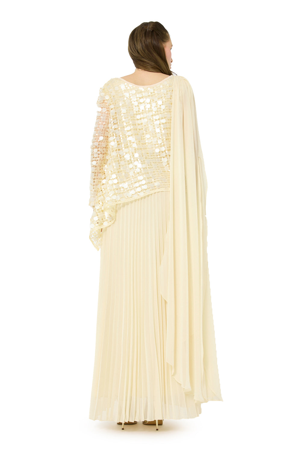 Mirror Overlay Pleated Gown