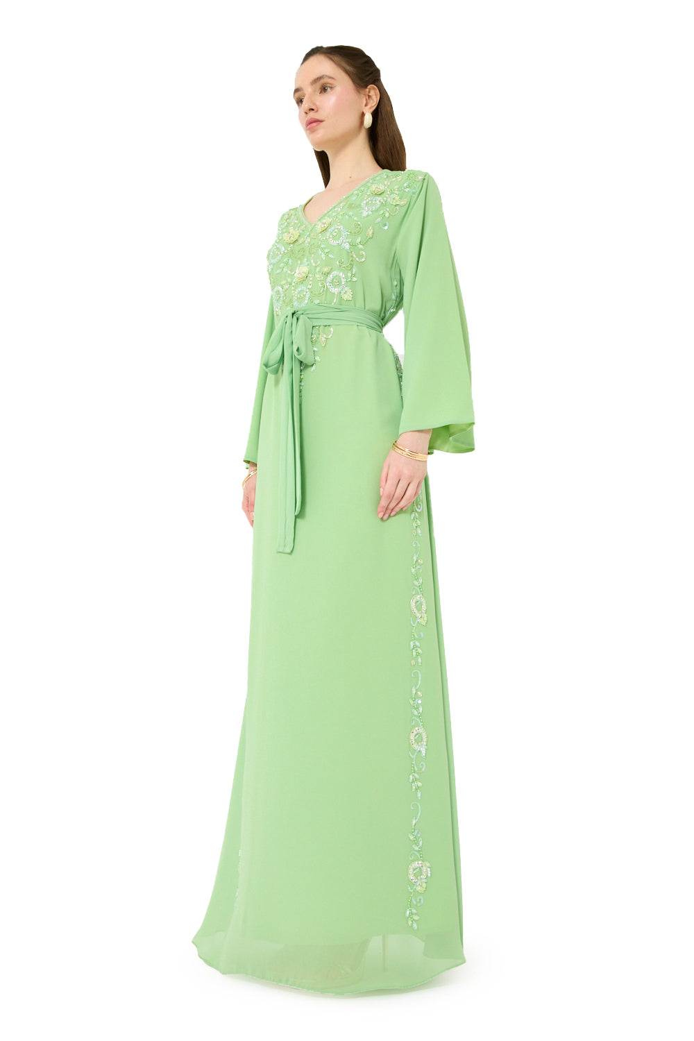 Tie Waist Embellished Kaftan