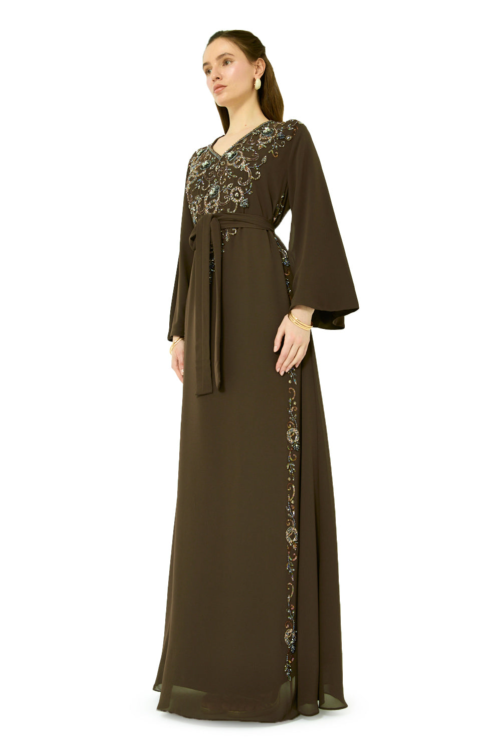 Tie Waist Embellished Kaftan