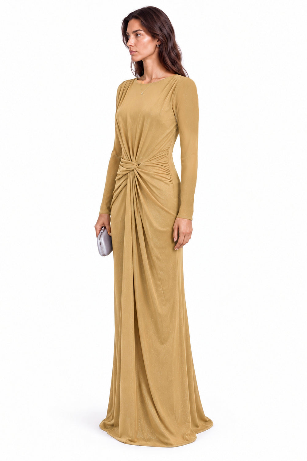 "Ayla" Knotted Shimmer Jersey Dress