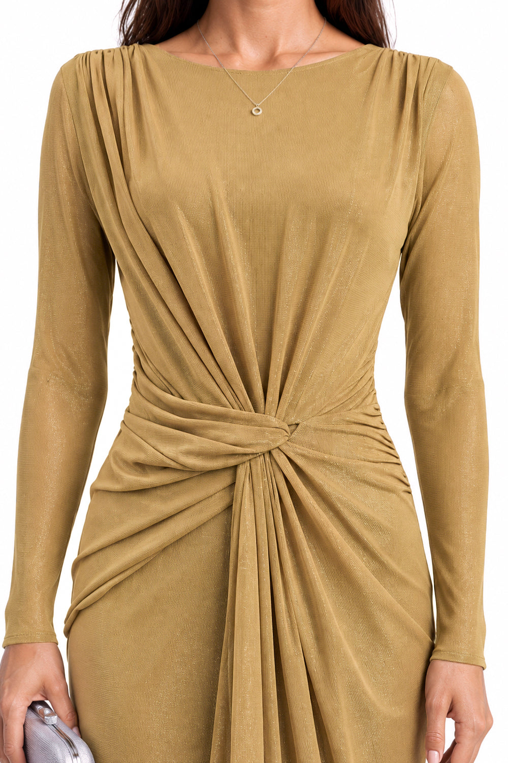 "Ayla" Knotted Shimmer Jersey Dress