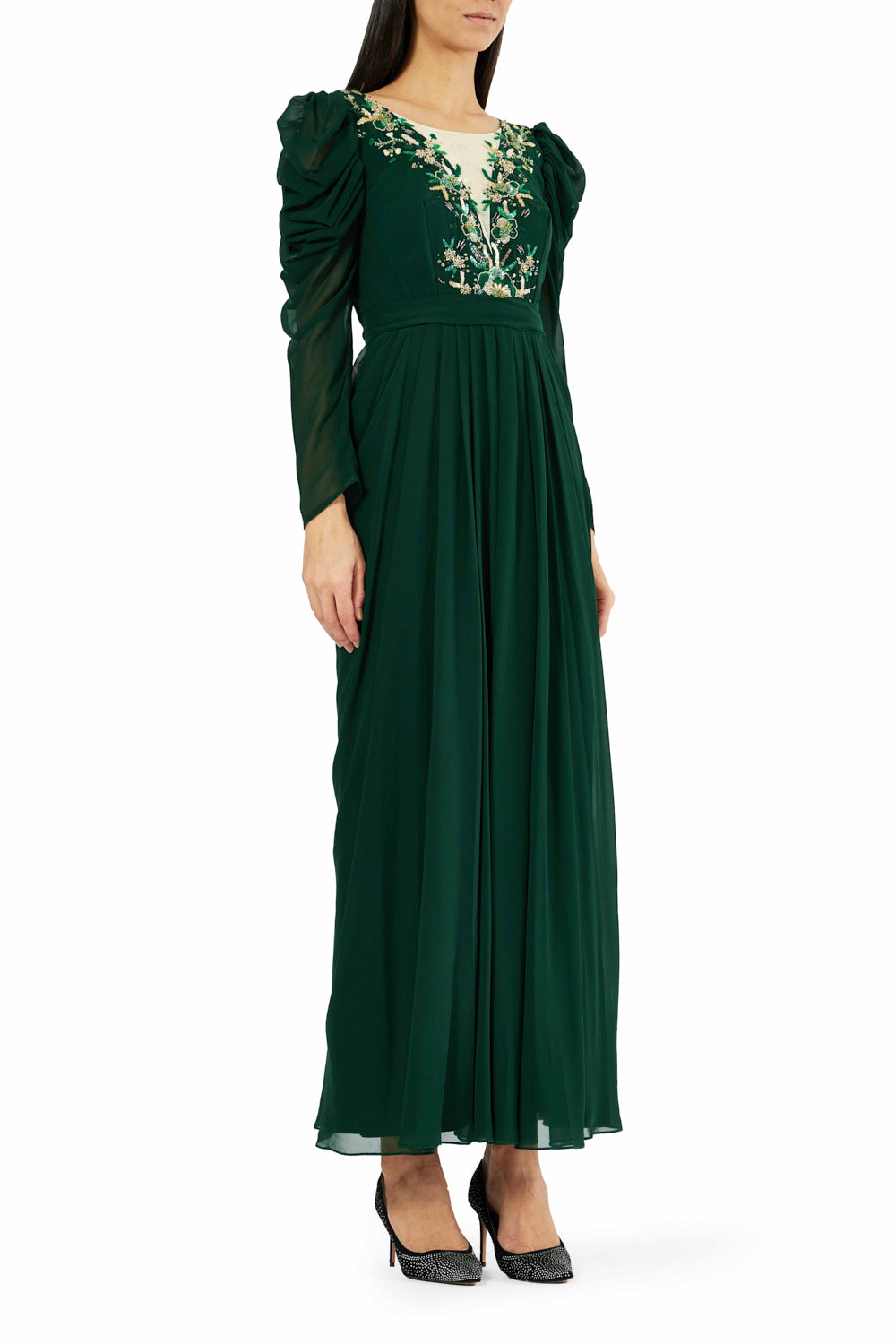 Gathered Cowl Sleeve Vine Dress