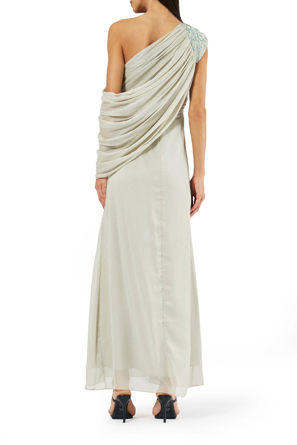 Asymmetric Drape Fluid Maxi Dress