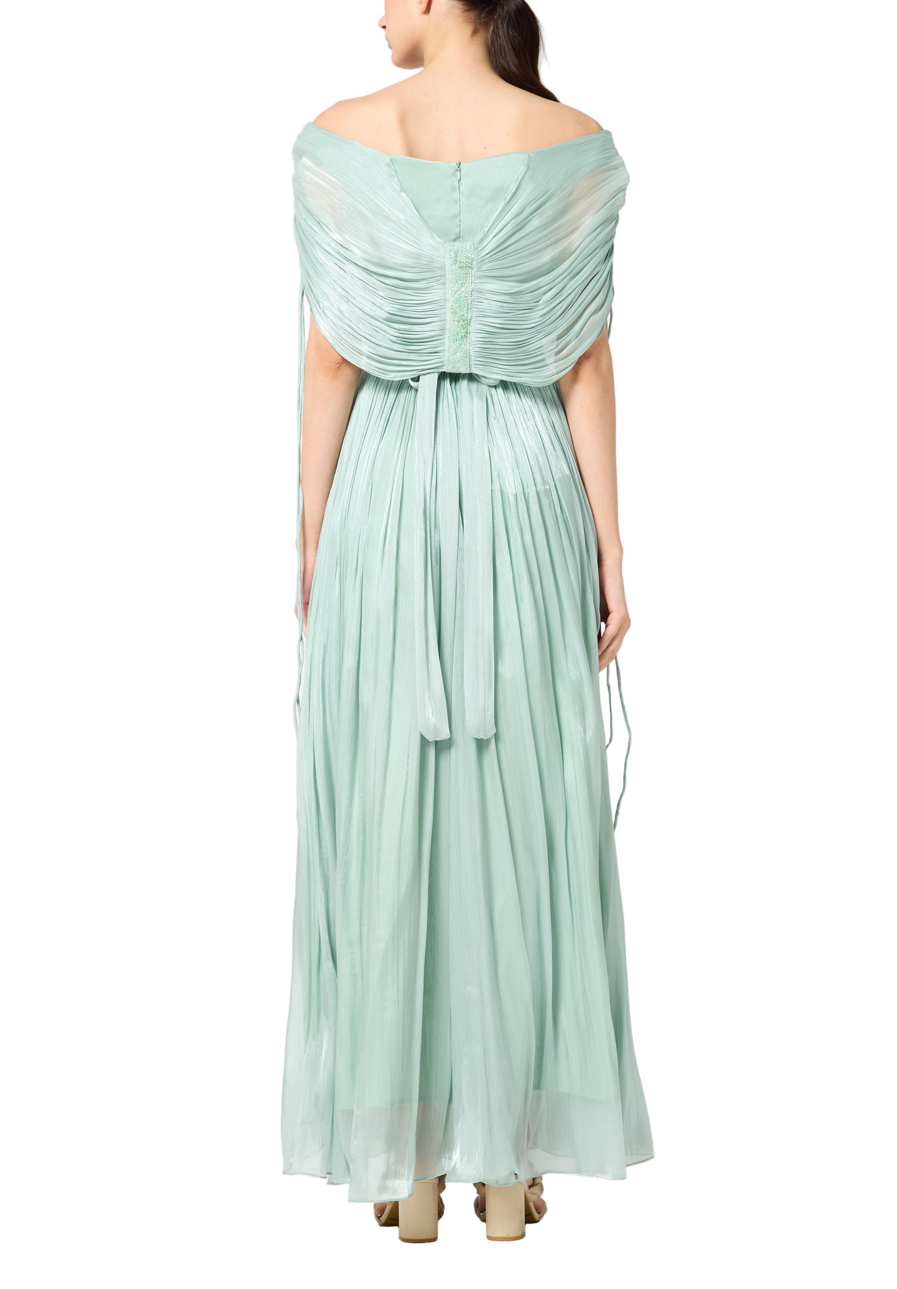 Beautiful Off shoulder Silk Dress With Ruched details On The Body
