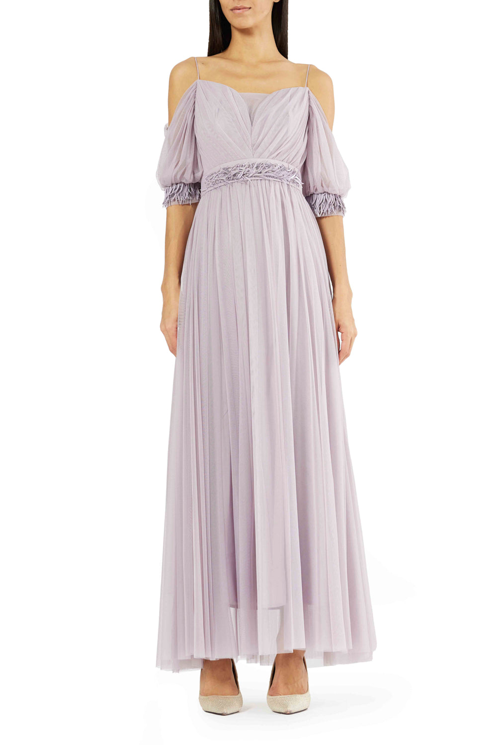 Soft Drape Cold-Shoulder Gown