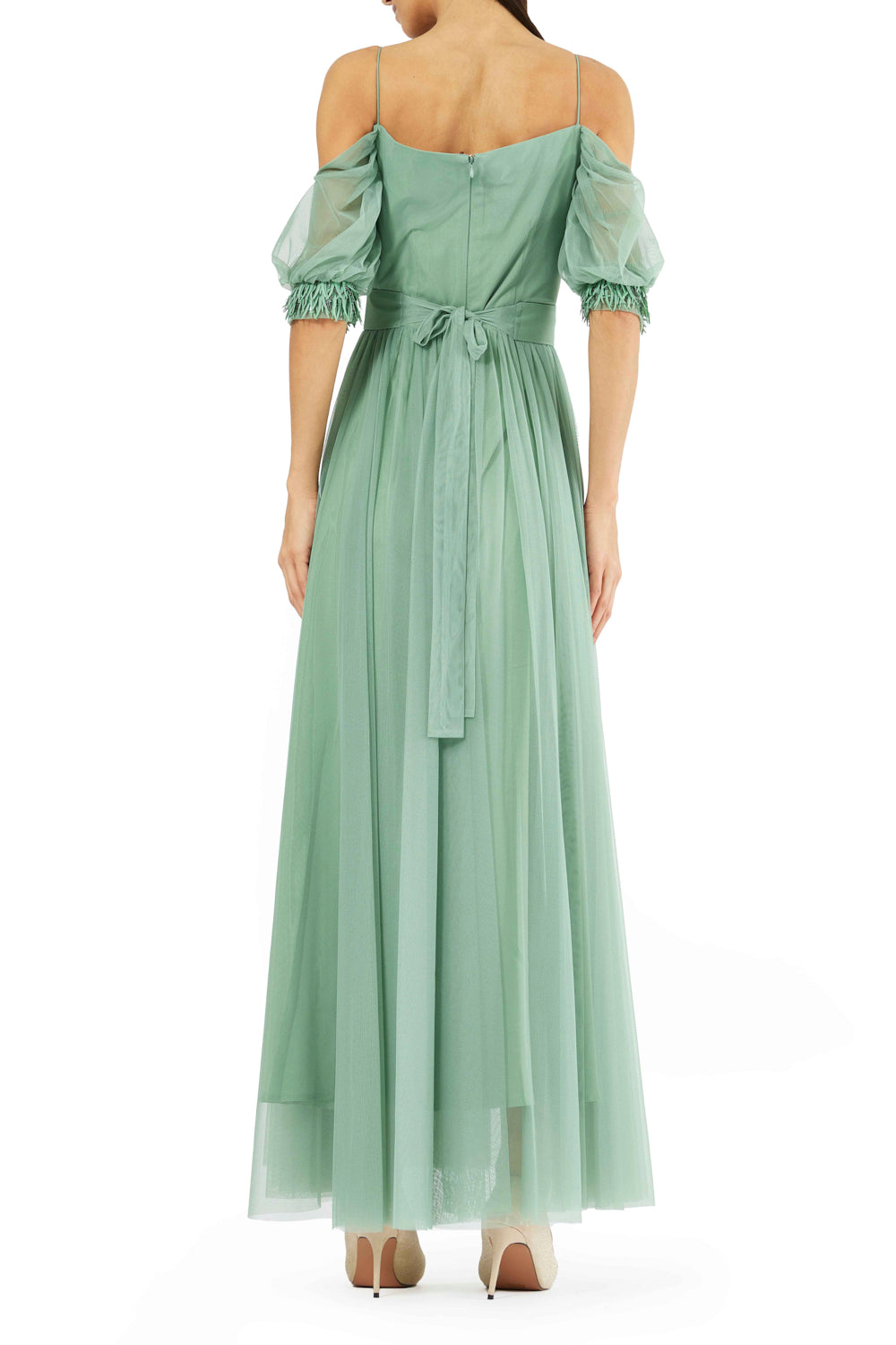 Soft Drape Cold-Shoulder Gown