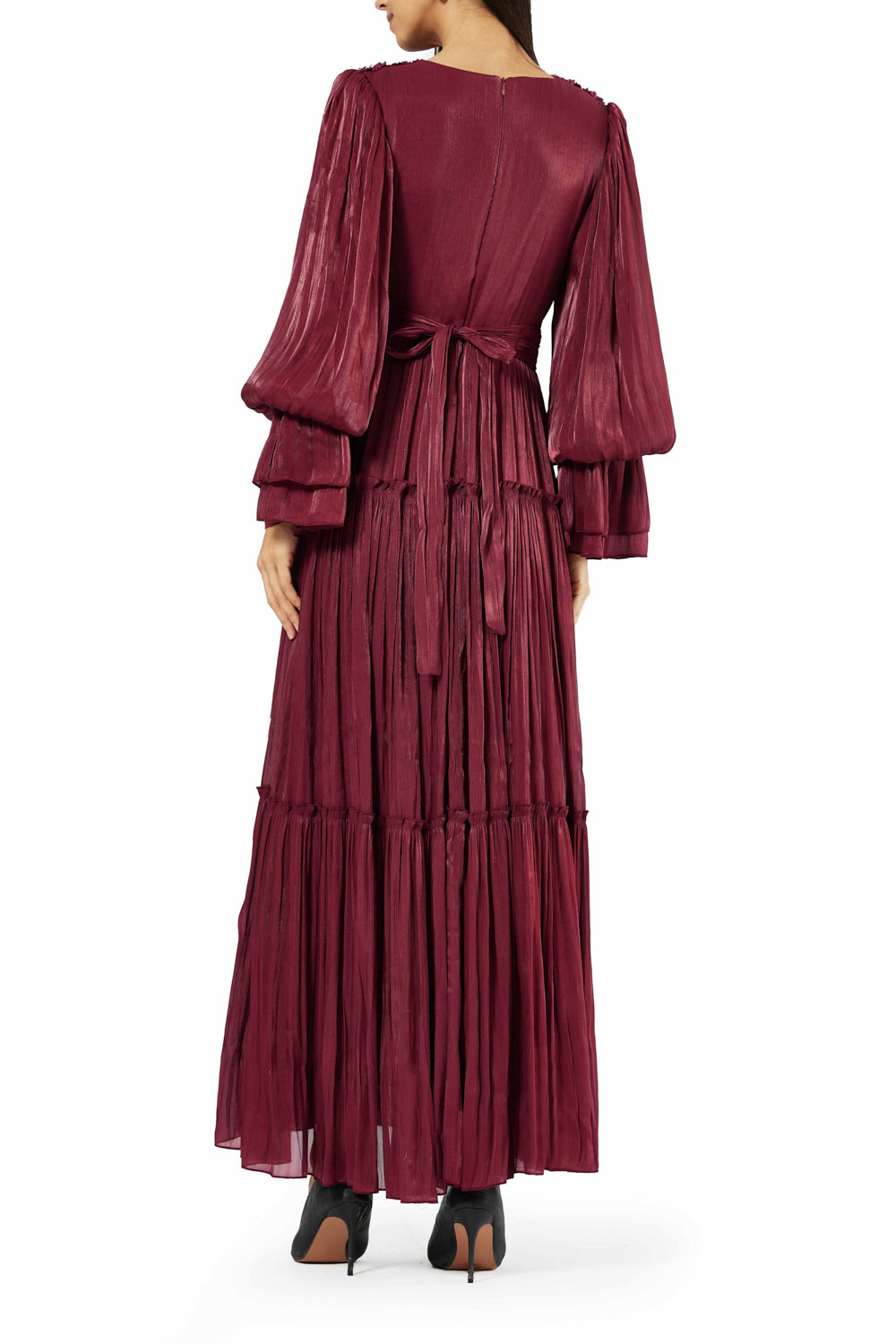 Textured Tiered Sleeve Gown