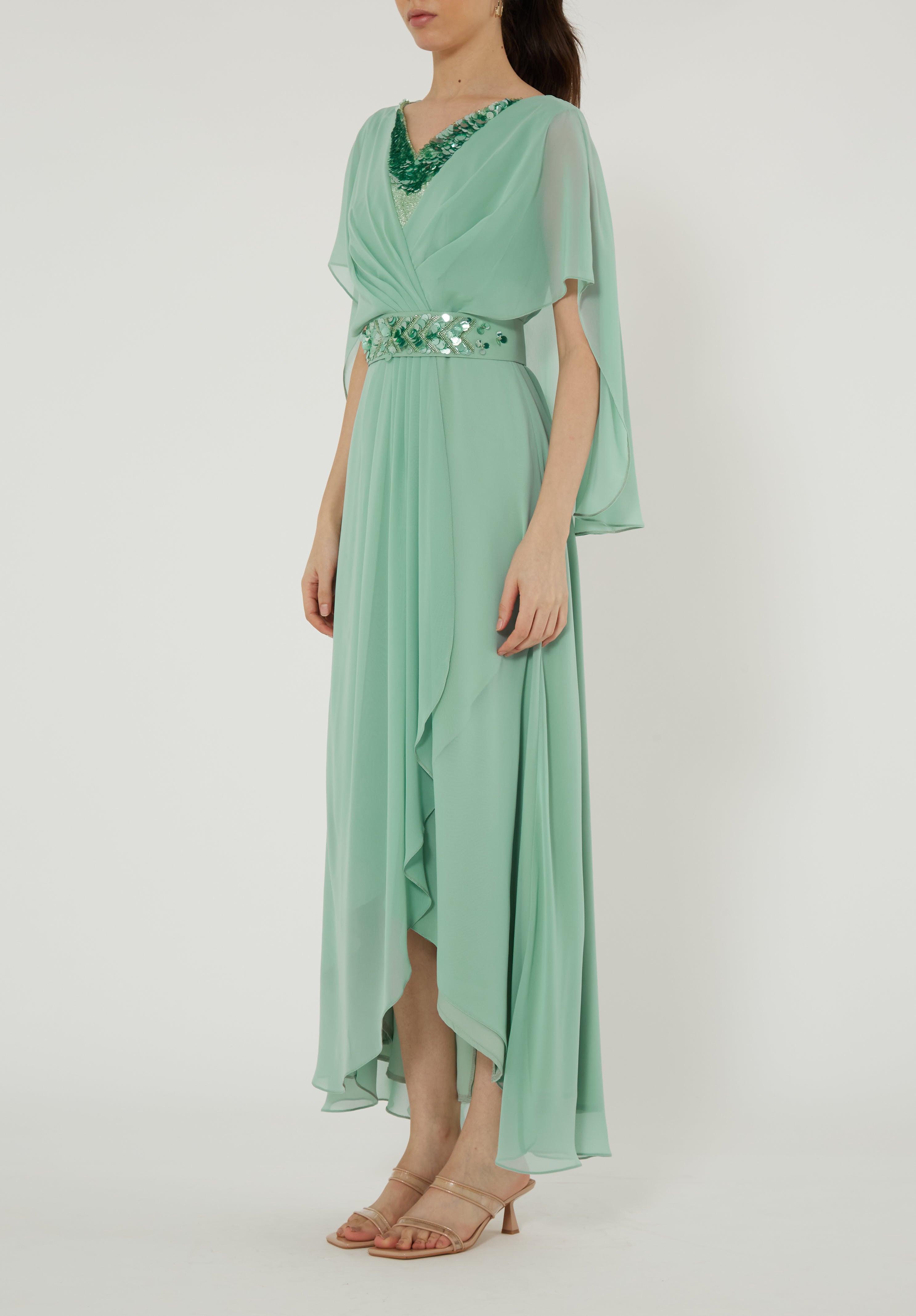 Draped Cape Midi Dress