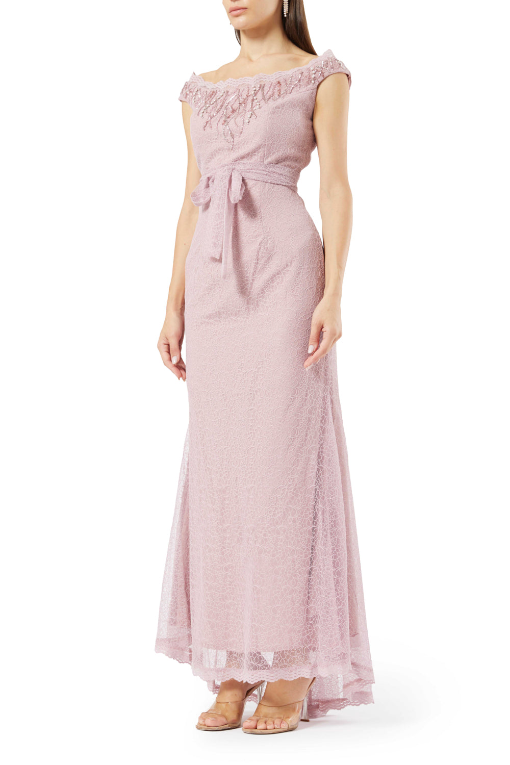 Elegant Embroidered Lace Gown