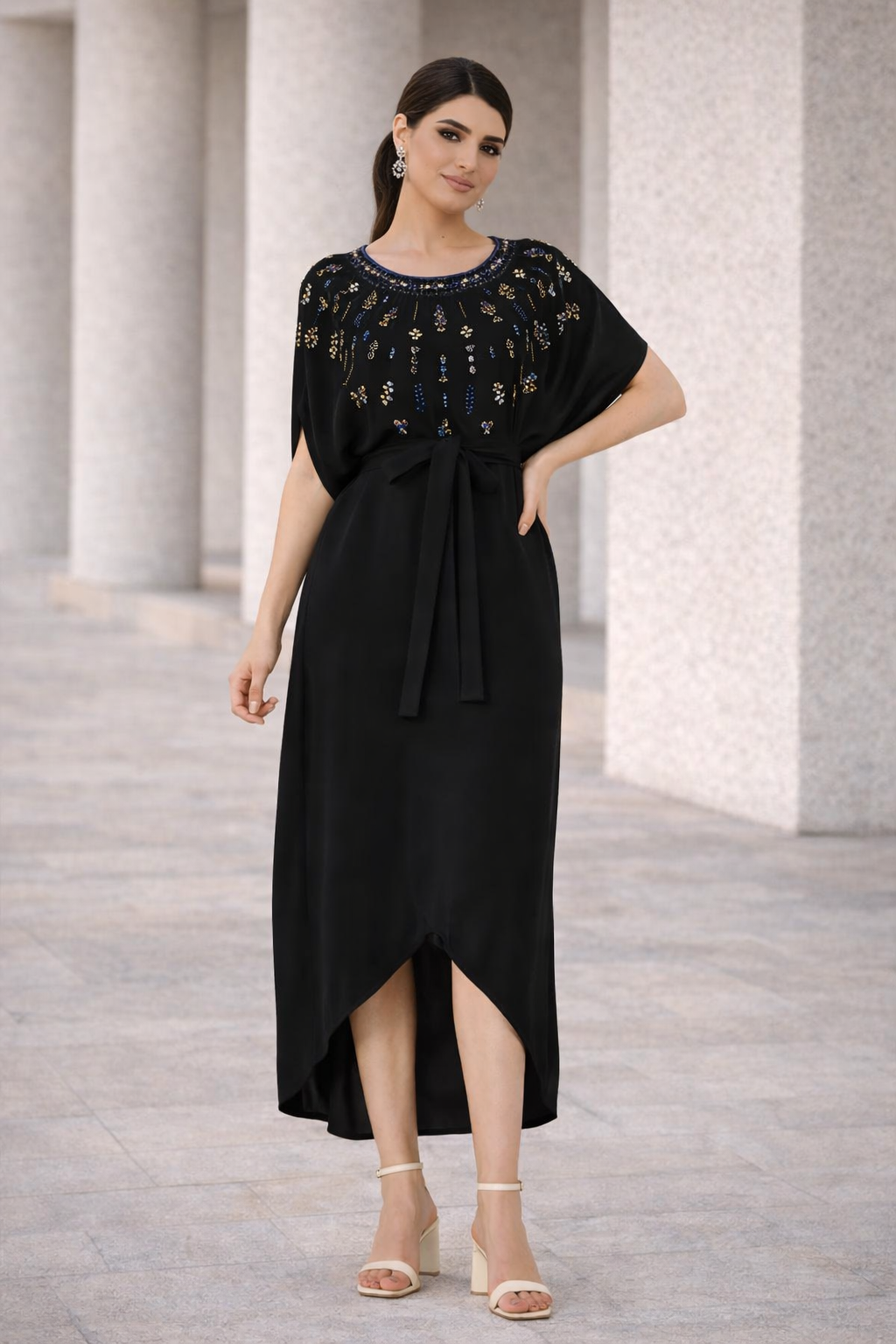Embellished Kaftan Silhouette Dress