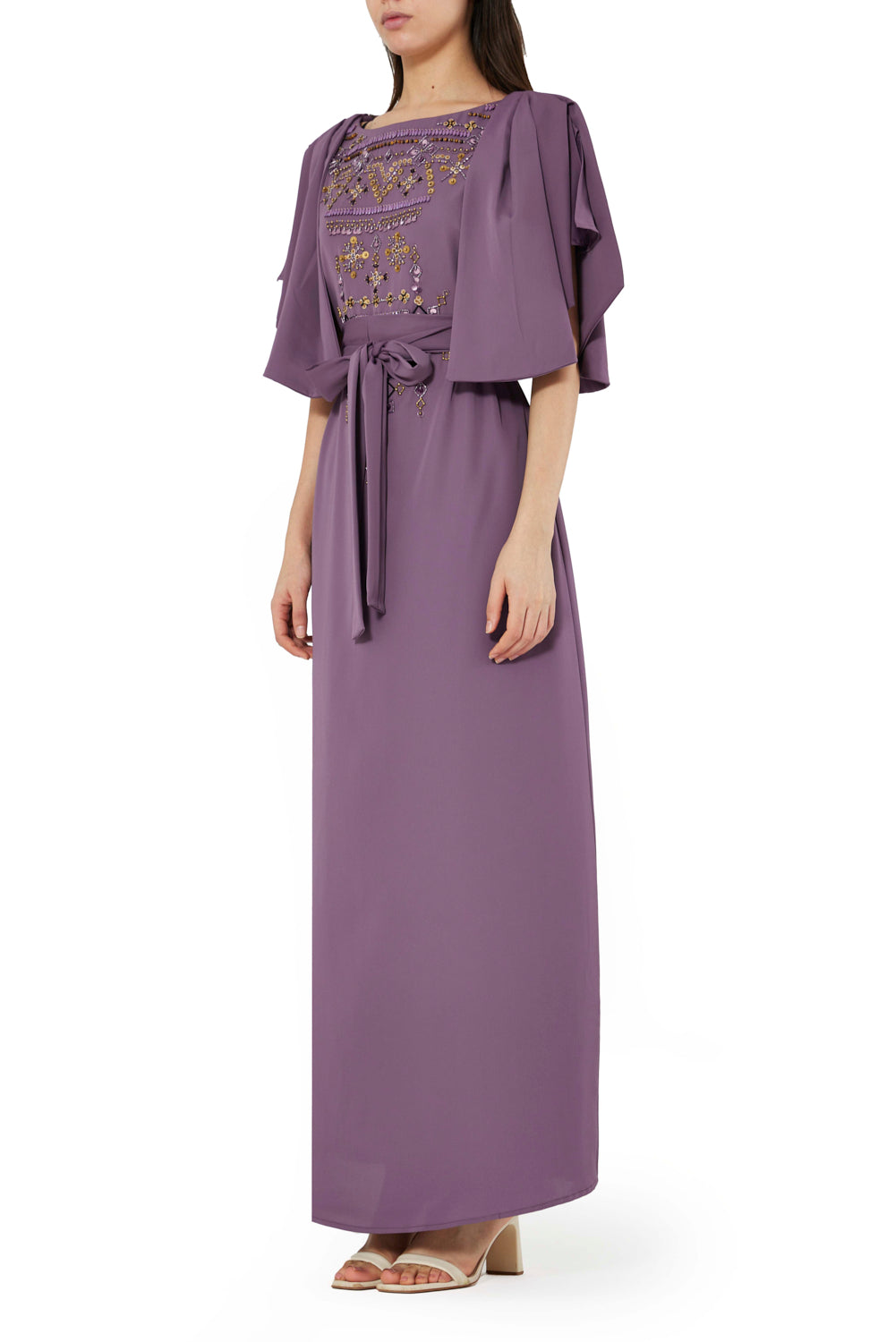 Layered Cape Belted Dress