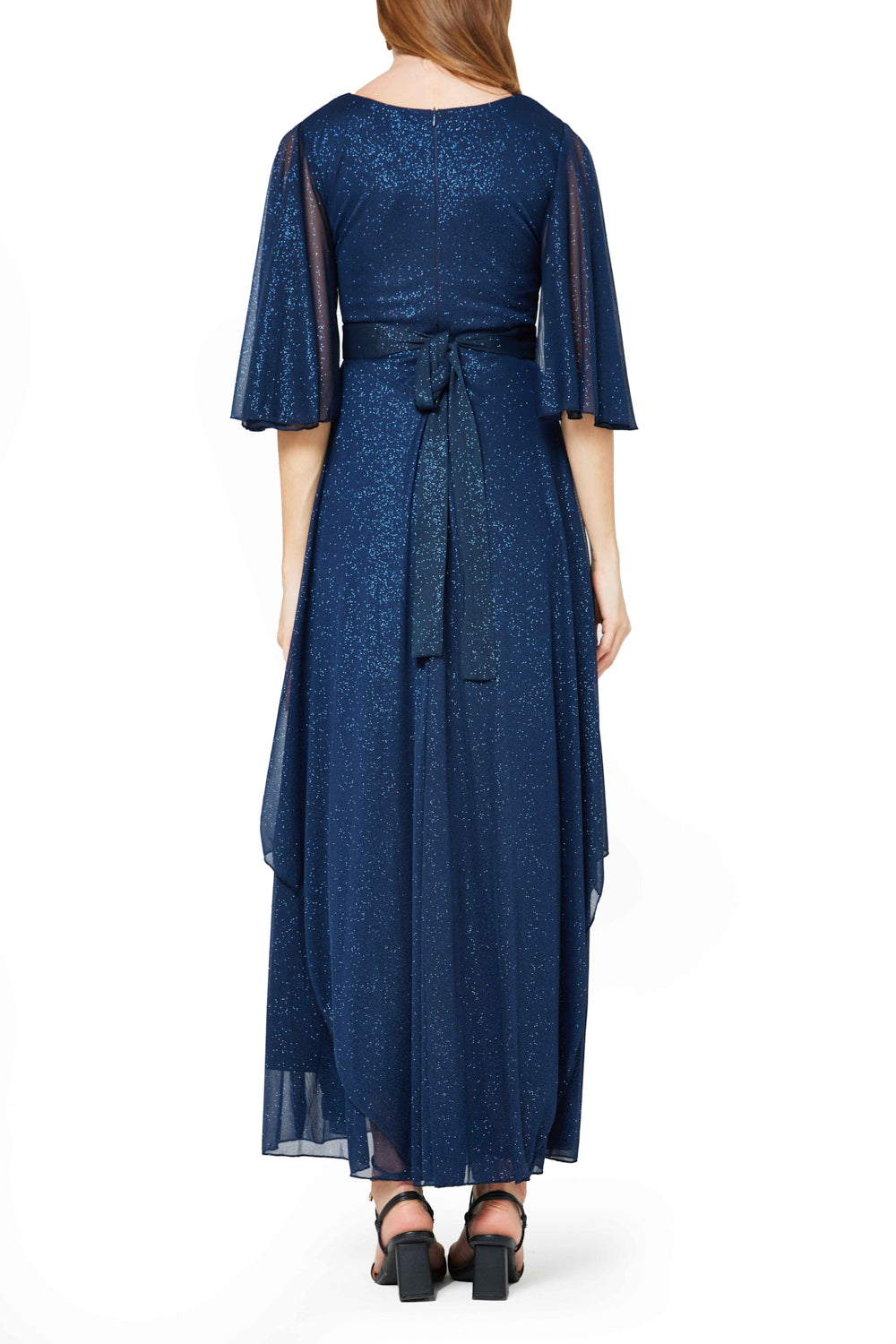 Shimmer Embellished Flutter Sleeve Dress