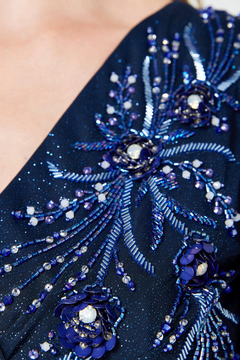 Shimmer Embellished Flutter Sleeve Dress