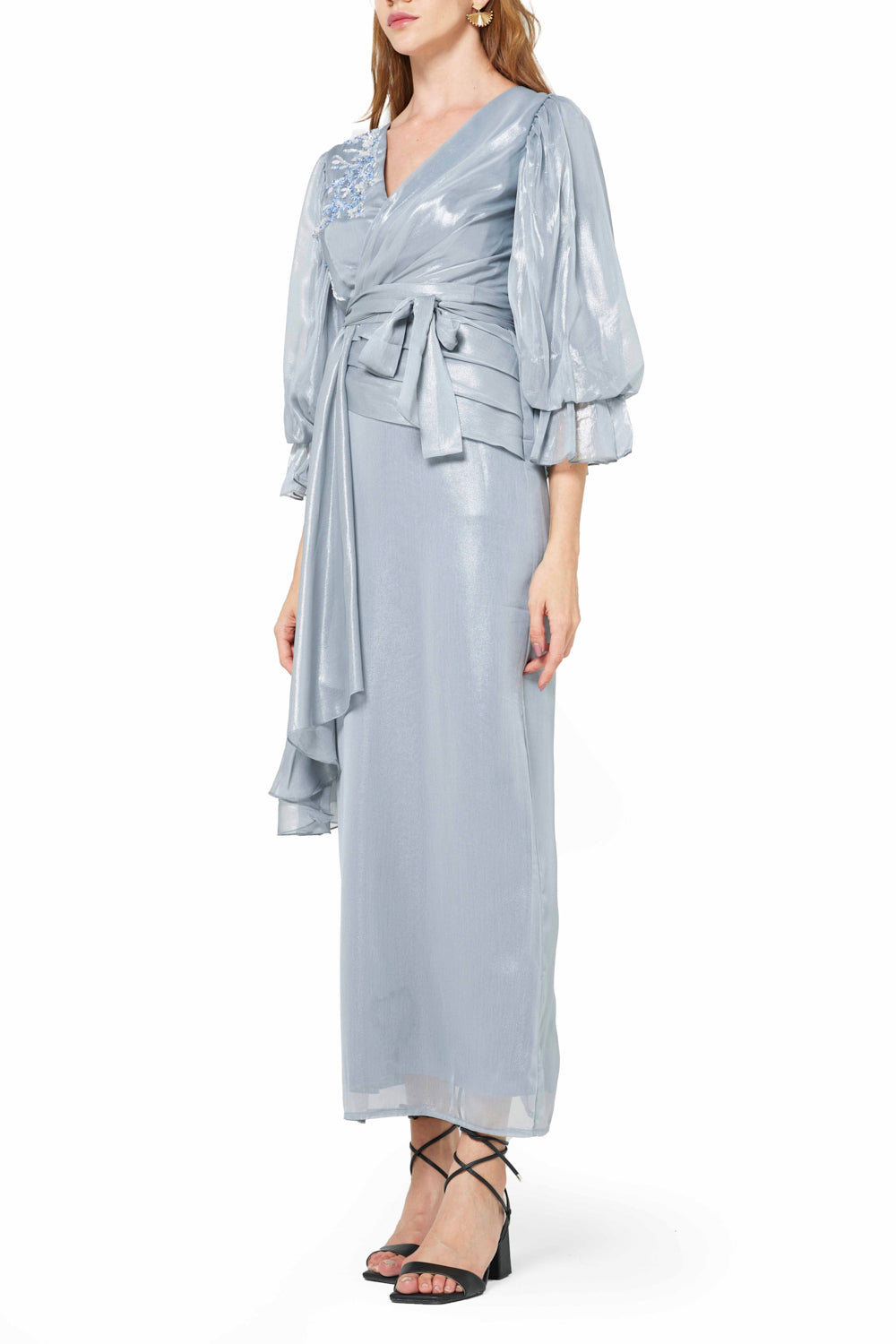 Billowing Sleeve Wrap Dress