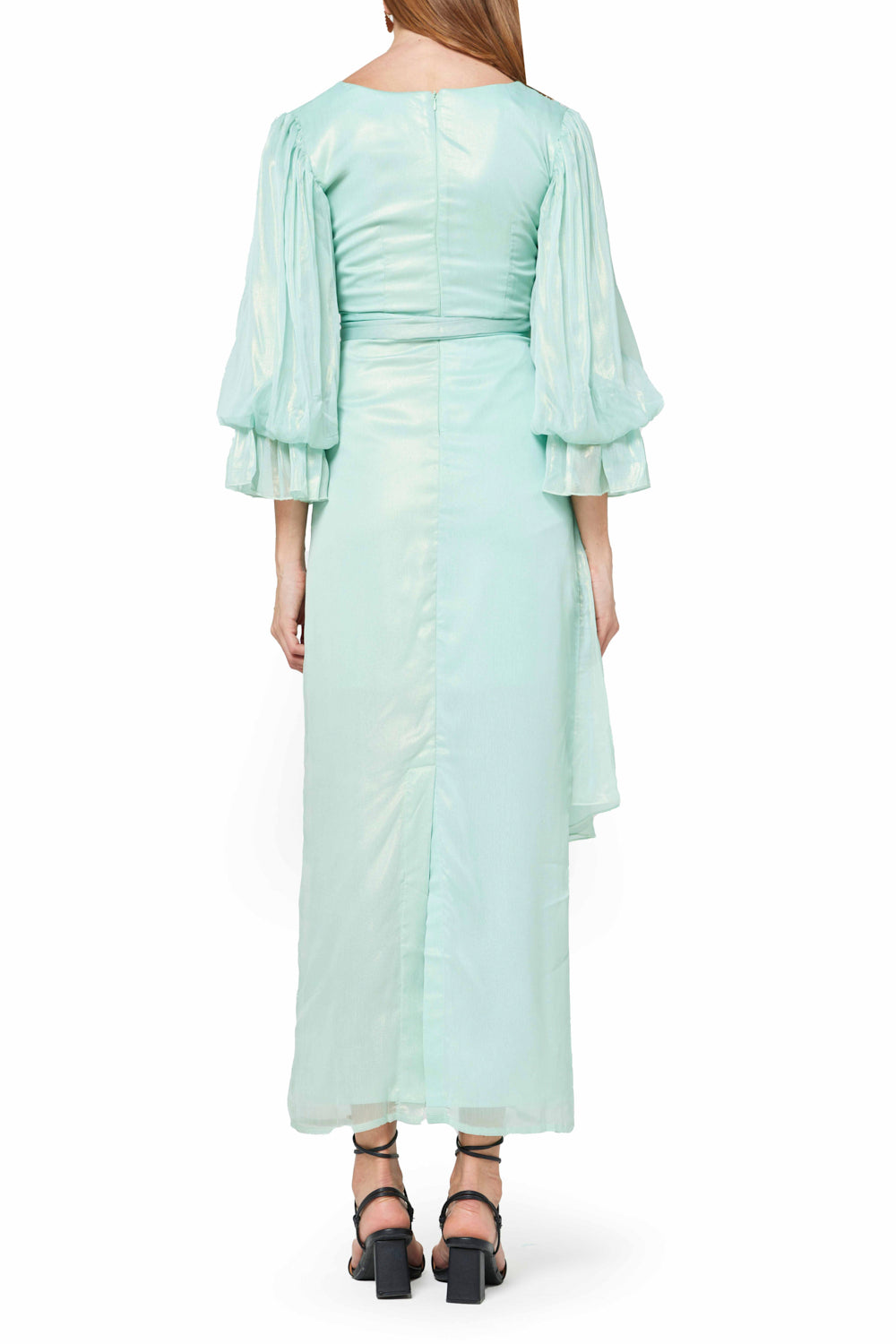 Billowing Sleeve Wrap Dress