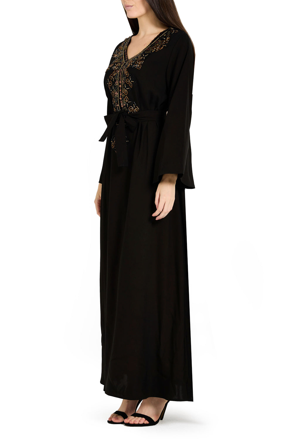 Geometric Embellished Radiance Flowy Dress