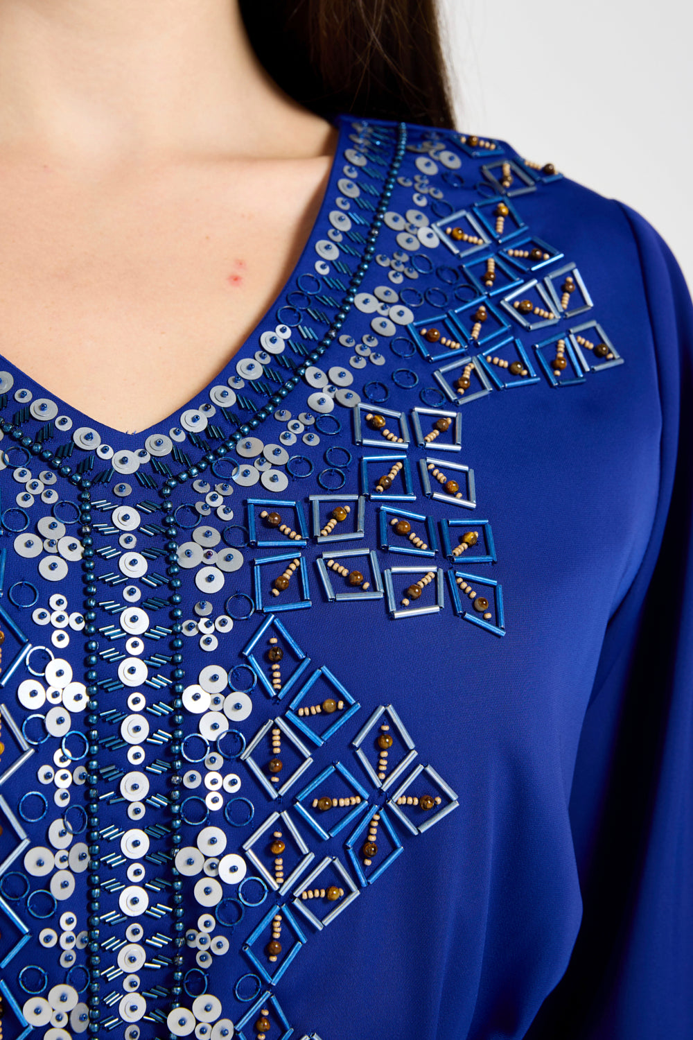 Geometric Embellished Radiance Flowy Dress