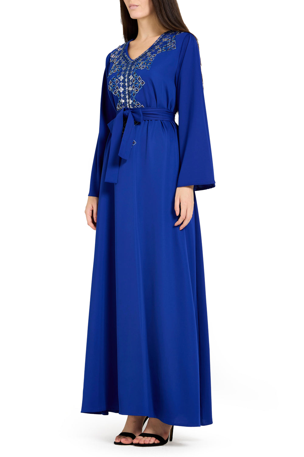 Geometric Embellished Radiance Flowy Dress