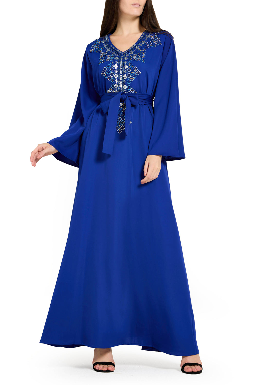 Geometric Embellished Radiance Flowy Dress