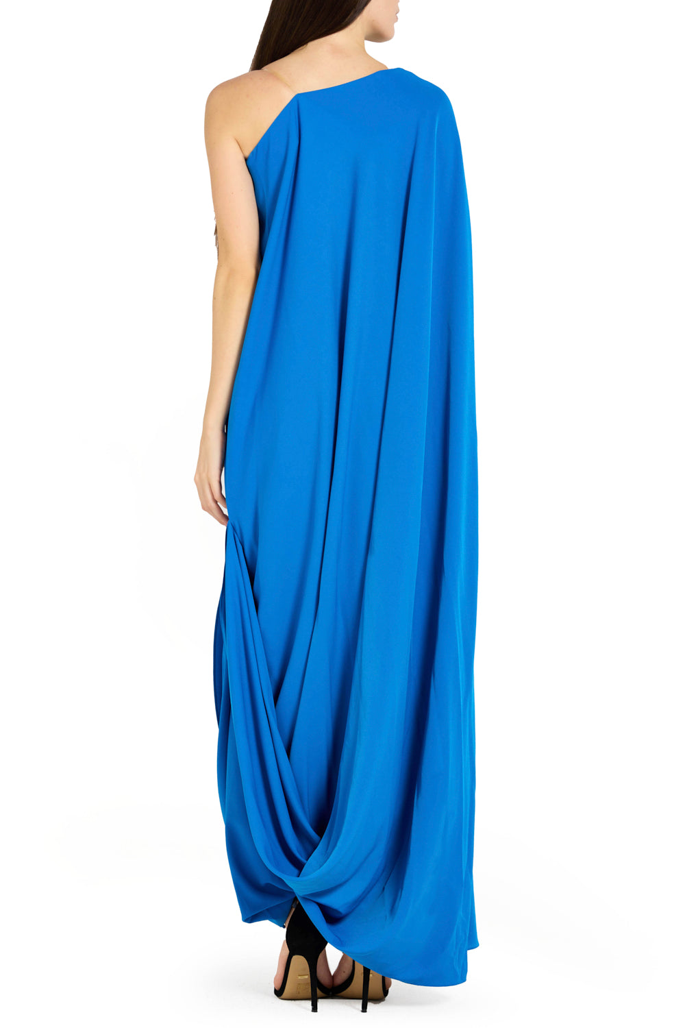 Embellished One-Shoulder Drape Gown