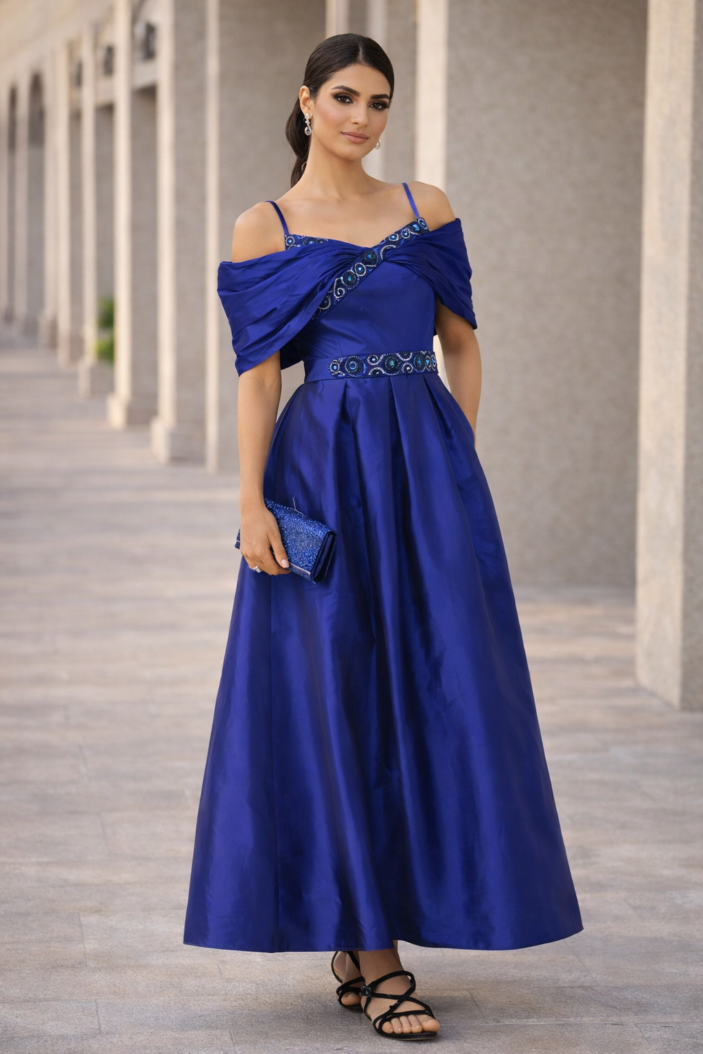 Draped Off-Shoulder Ball Dress
