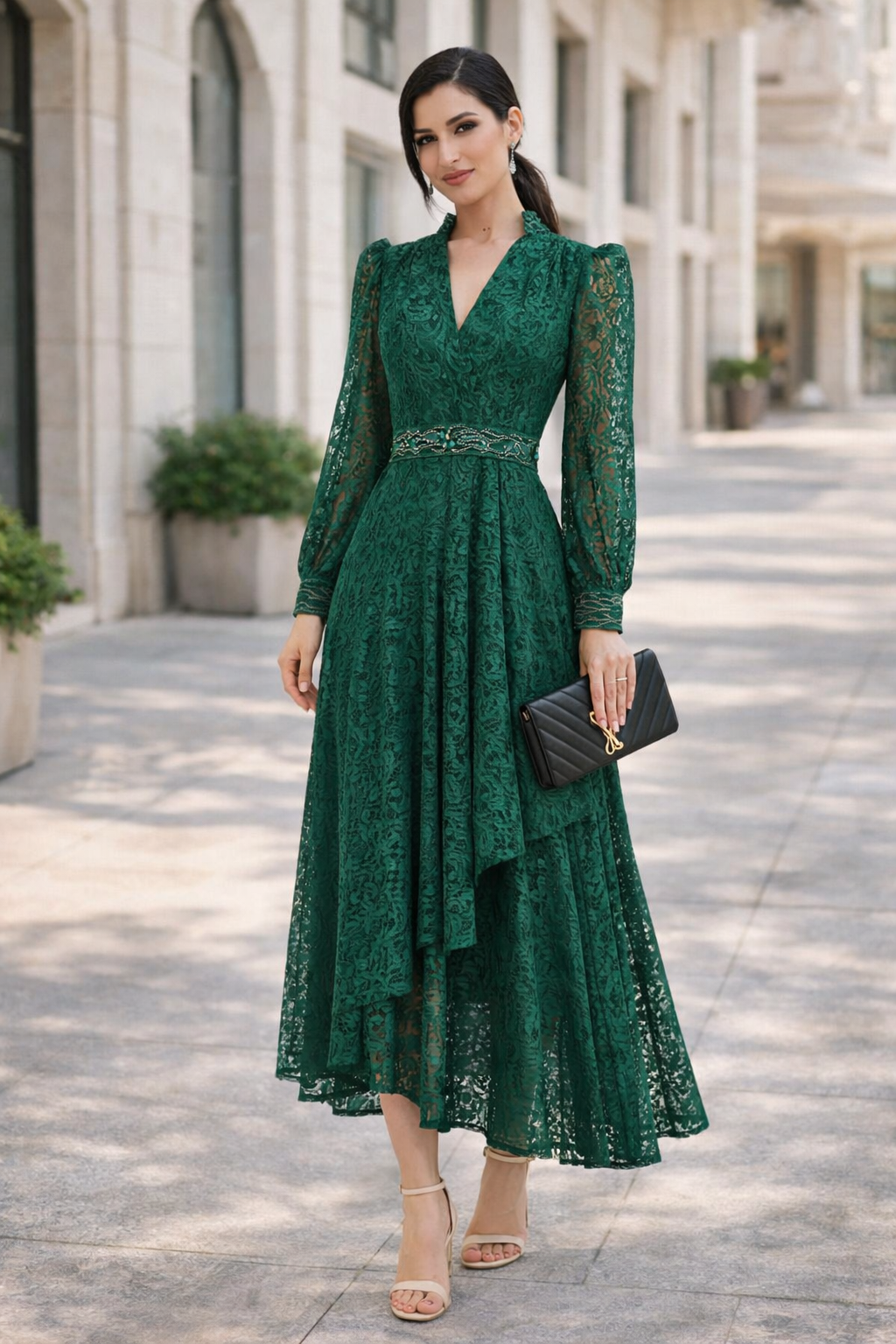 Layered Lace Midi Dress