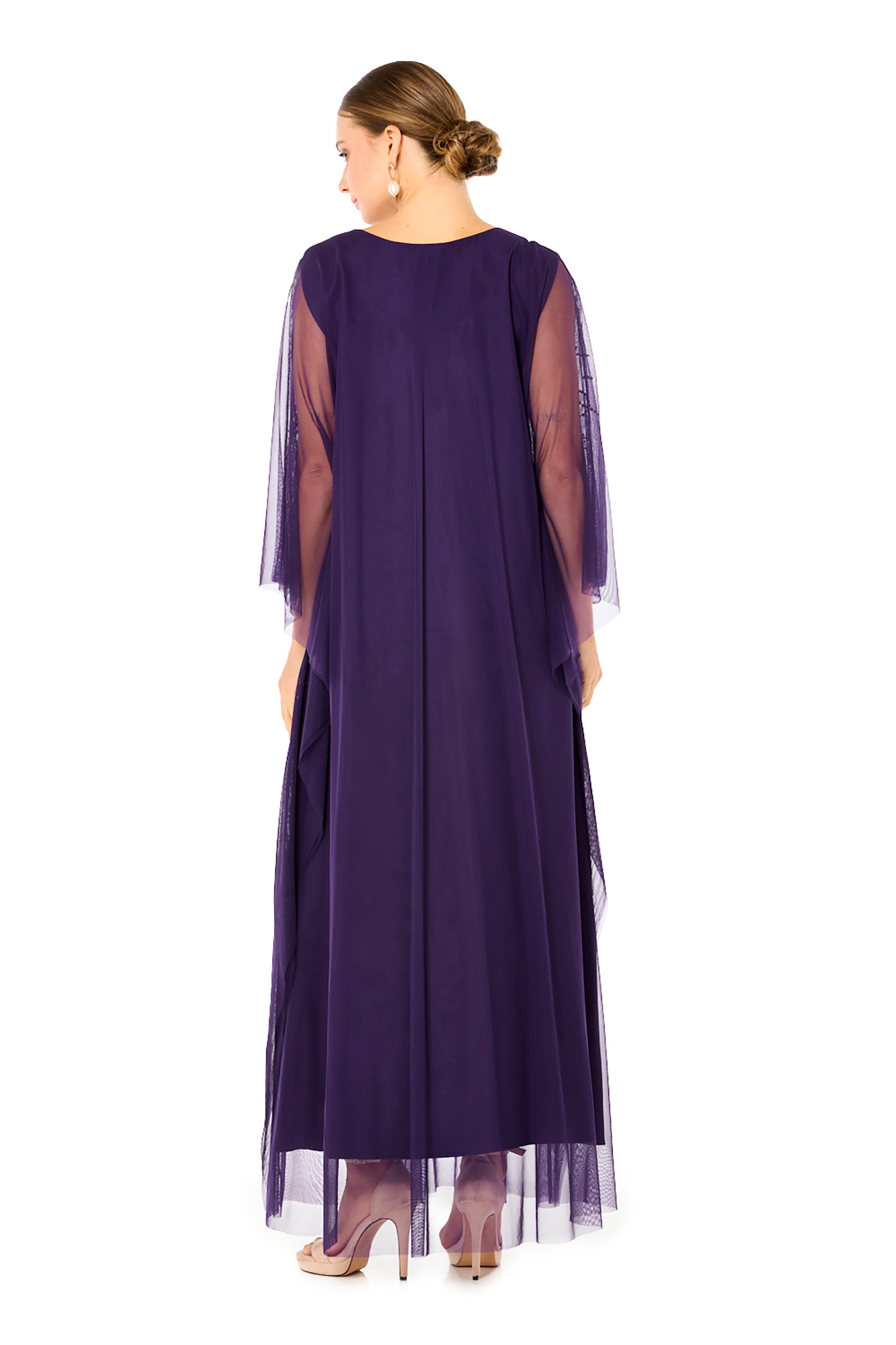 Beaded Floral Pattern Flowy Dress