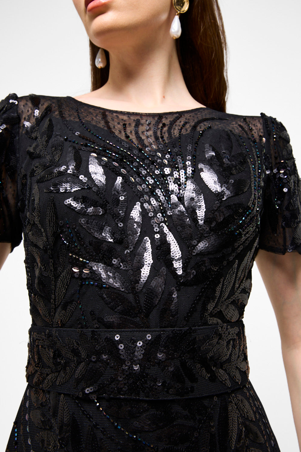 Leafwork Embellished Sweetheart Neckline Gown