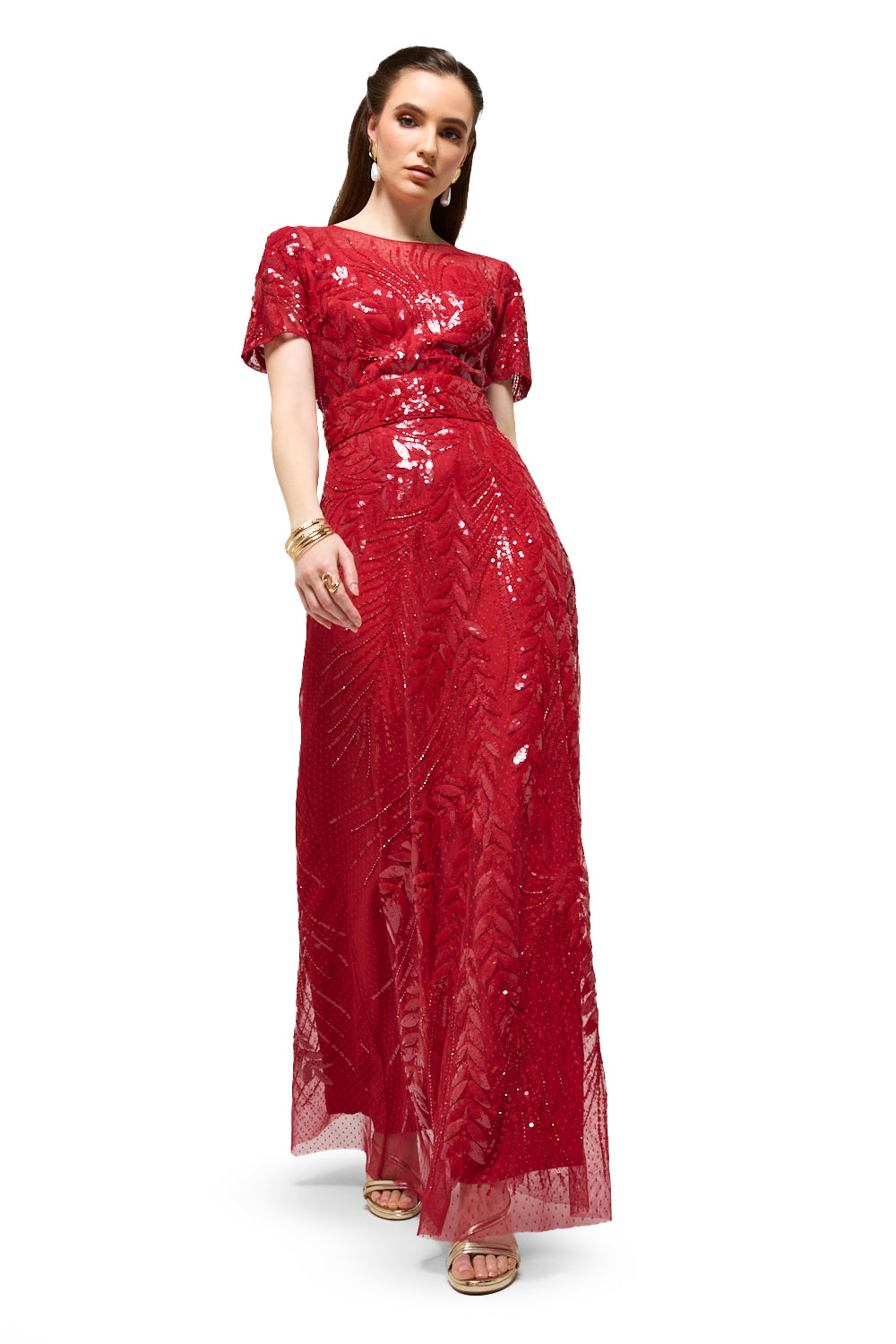 Leafwork Embellished Sweetheart Neckline Gown