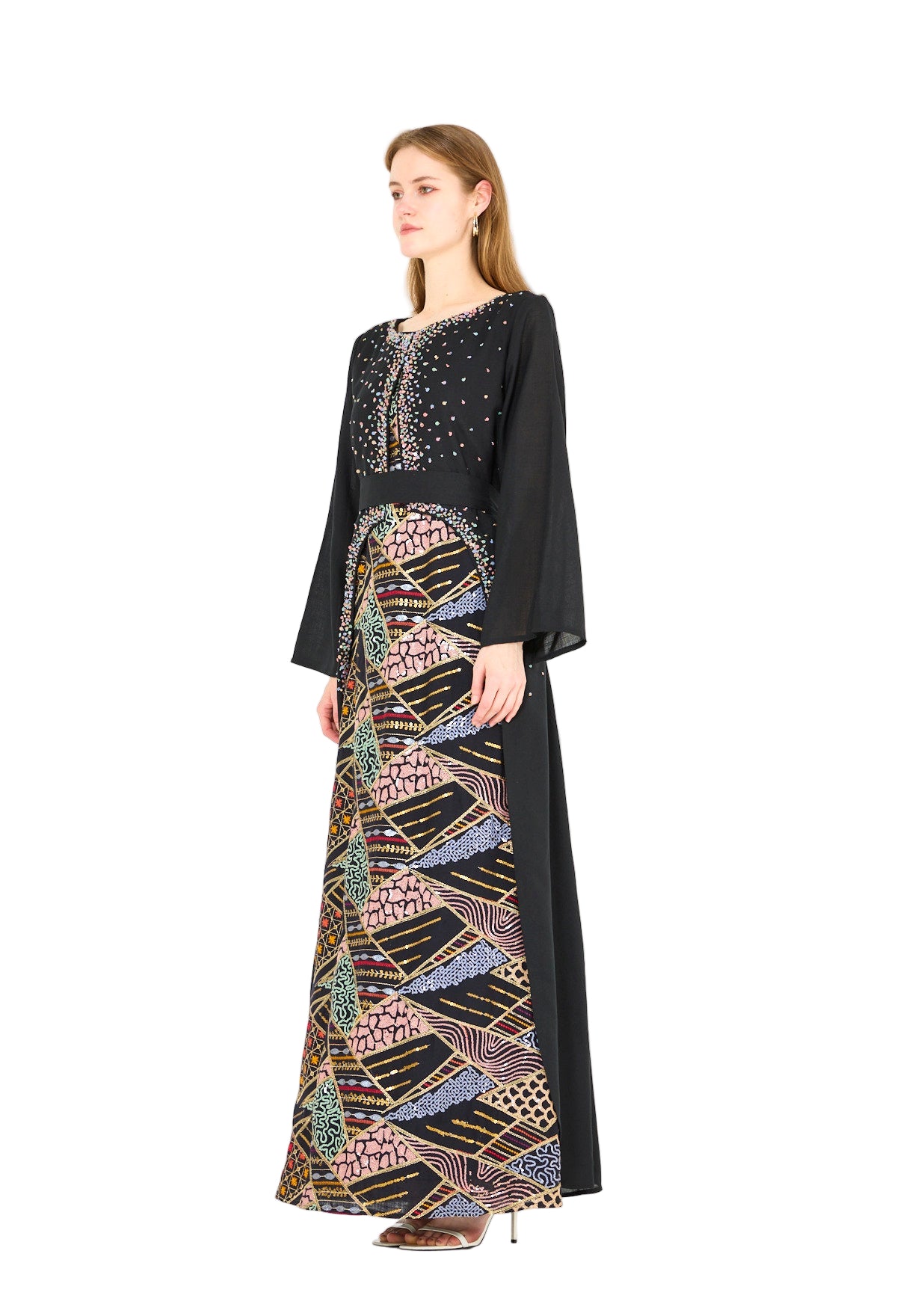 Abstract Embroidered Overlay Jalabiya