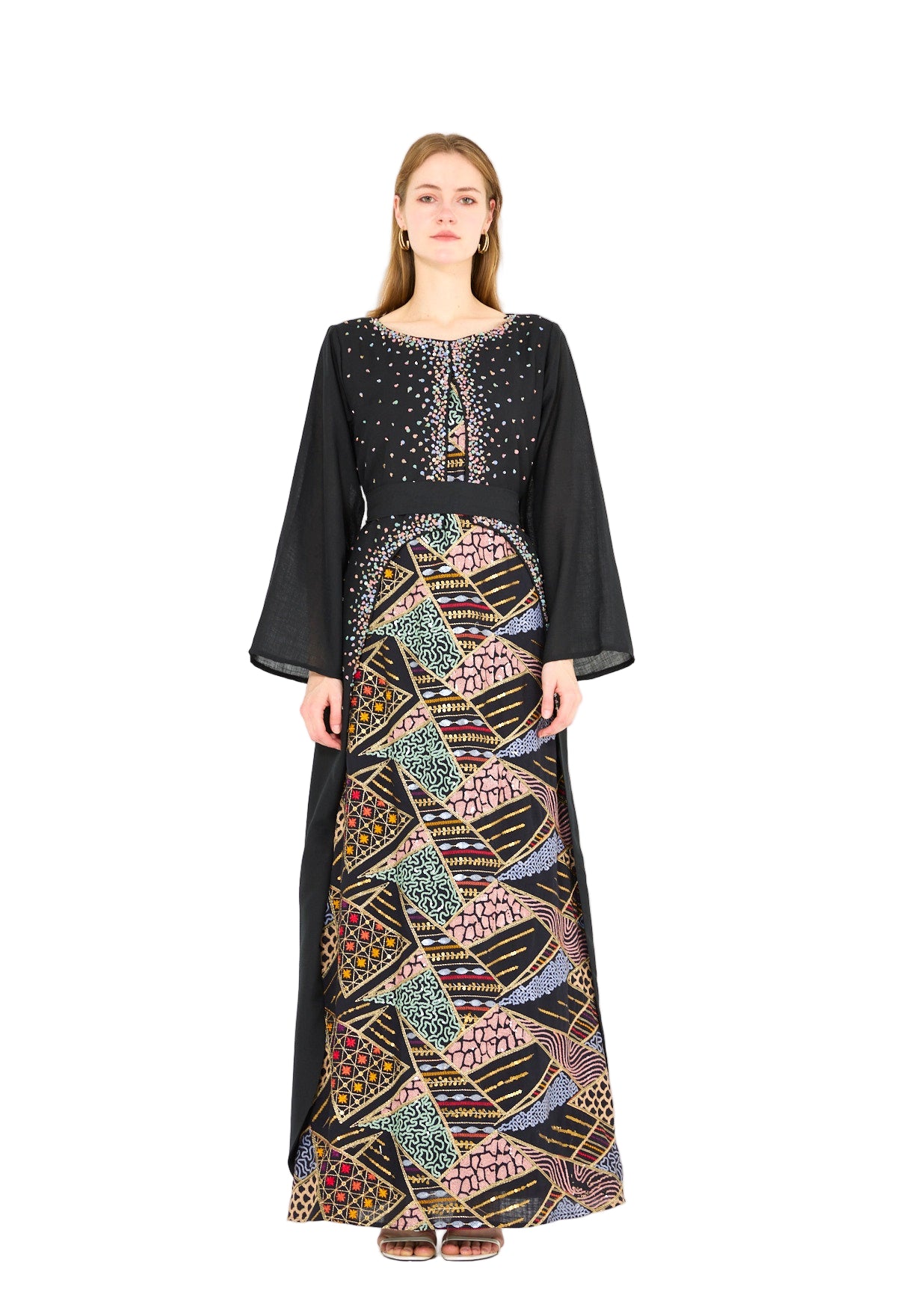 Abstract Embroidered Overlay Jalabiya
