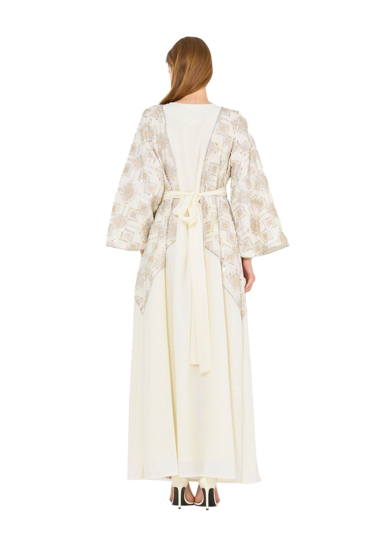 Wide Sleeve Contrast Embellished Jalabiya