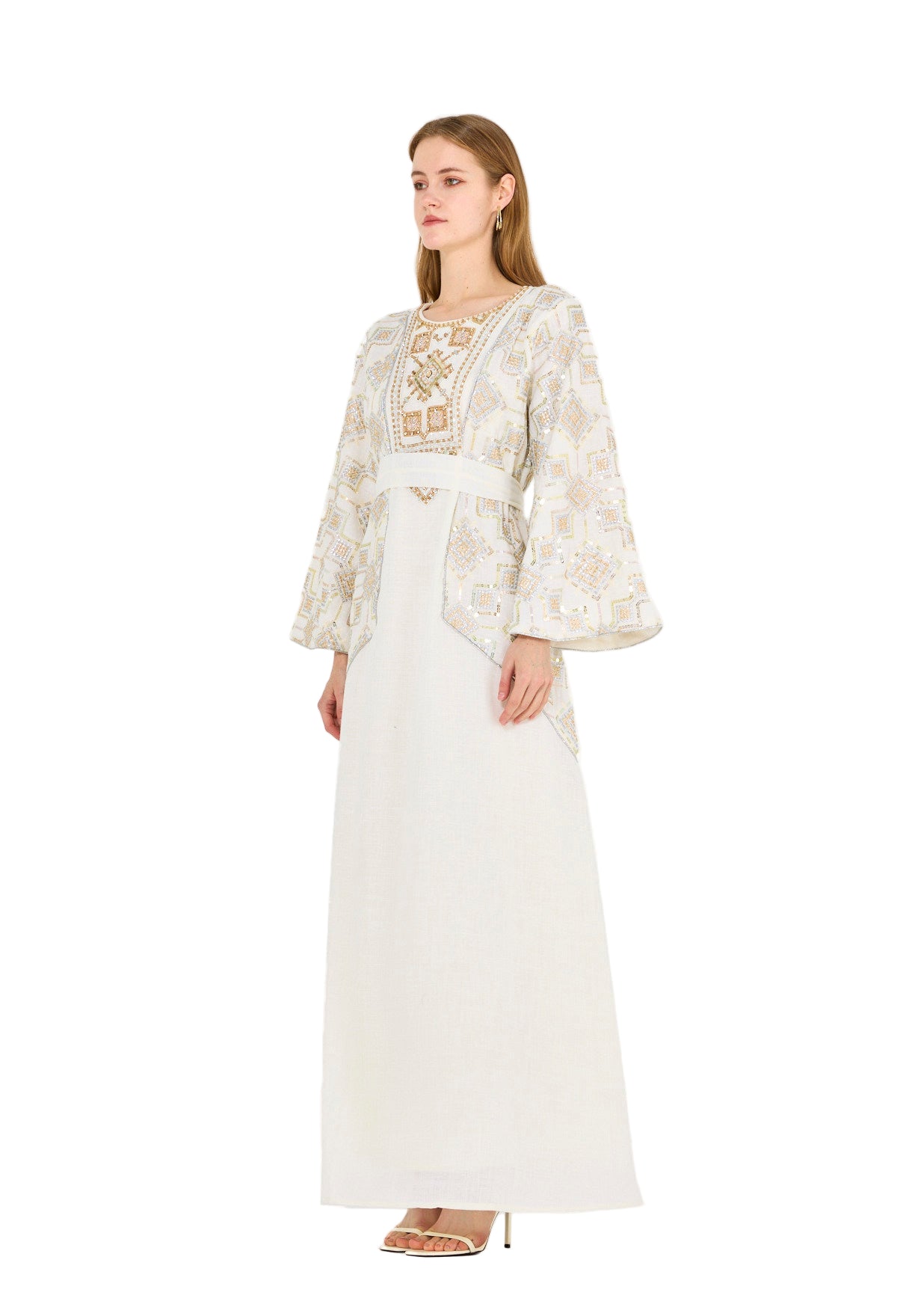Wide Sleeve Contrast Embellished Jalabiya