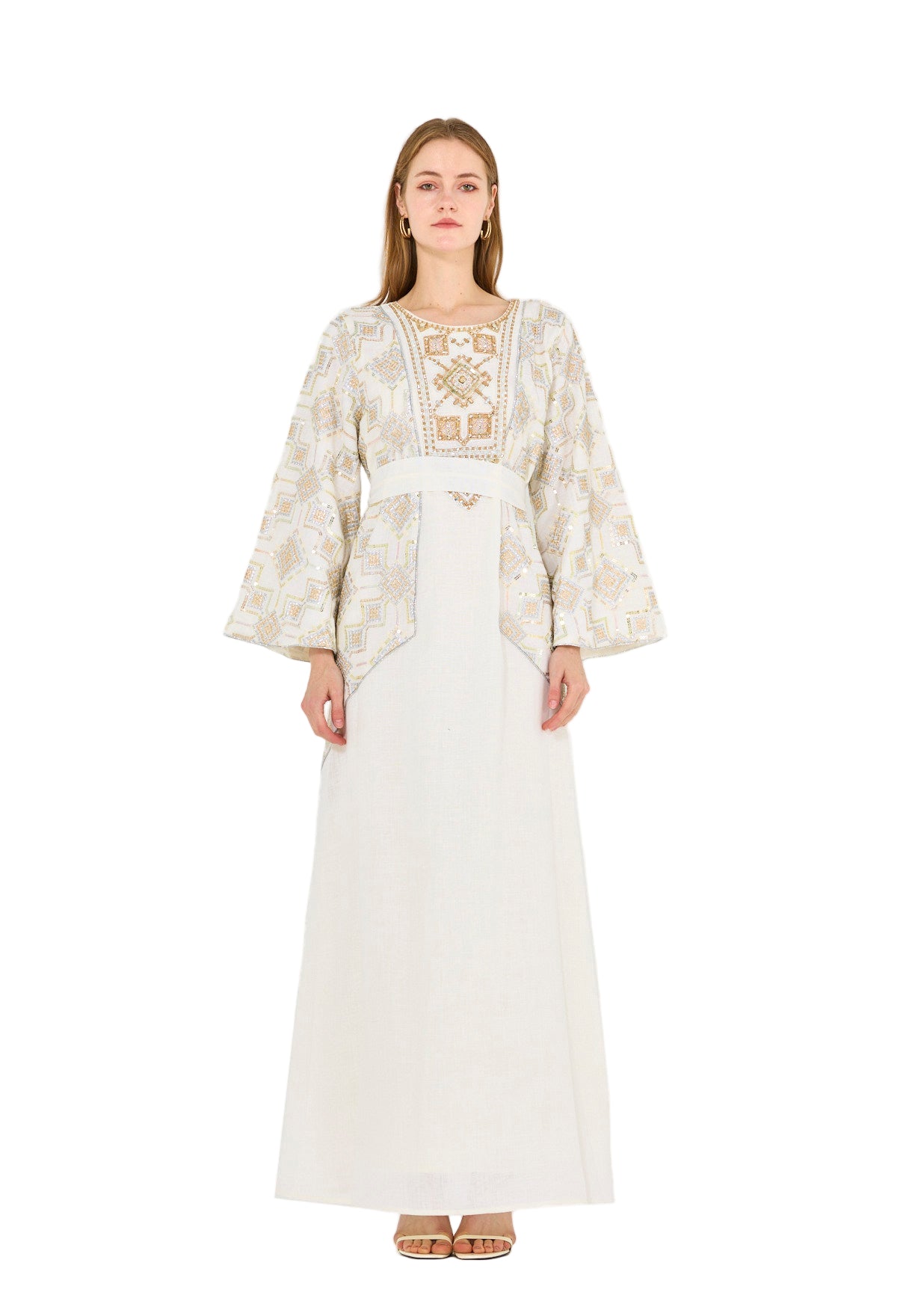 Wide Sleeve Contrast Embellished Jalabiya