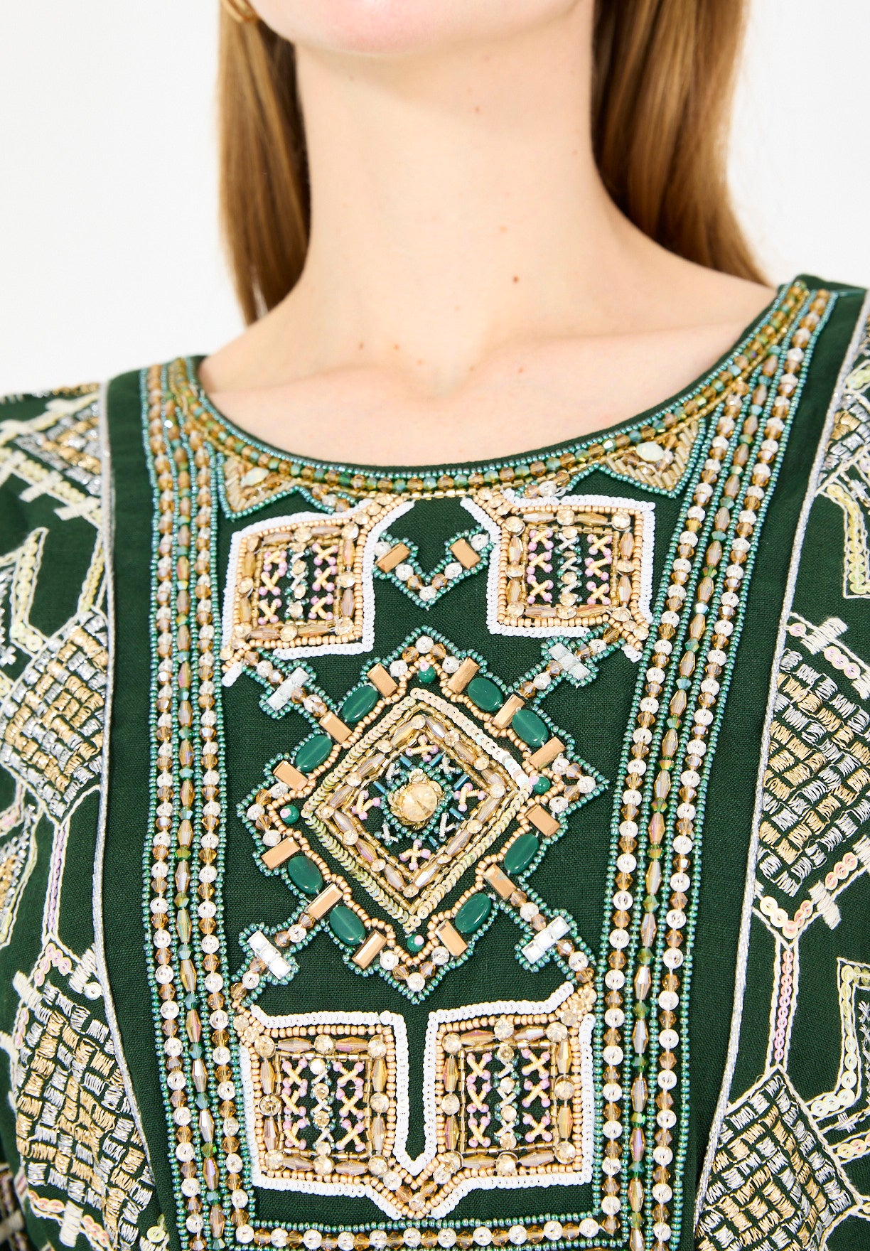 Wide Sleeve Contrast Embellished Jalabiya