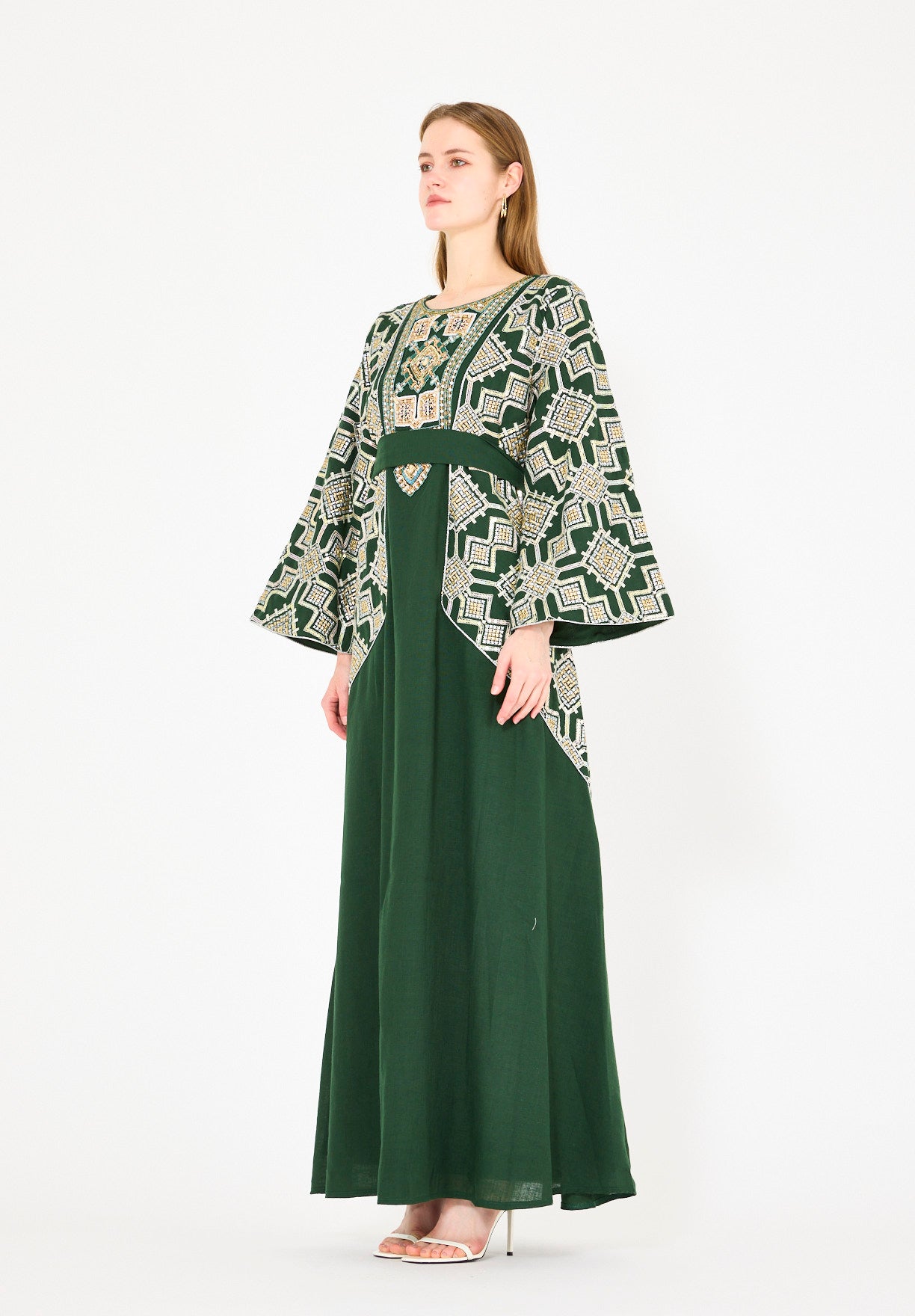 Wide Sleeve Contrast Embellished Jalabiya