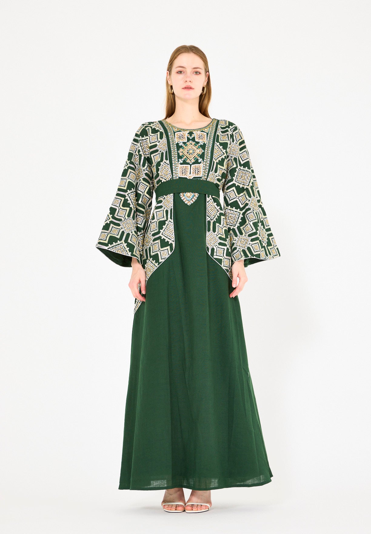 Wide Sleeve Contrast Embellished Jalabiya