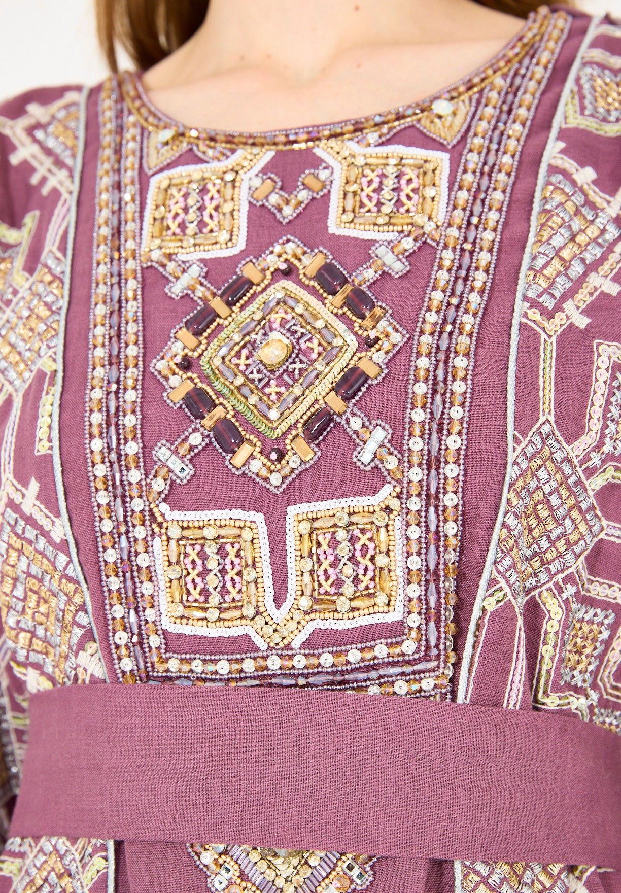 Wide Sleeve Contrast Embellished Jalabiya