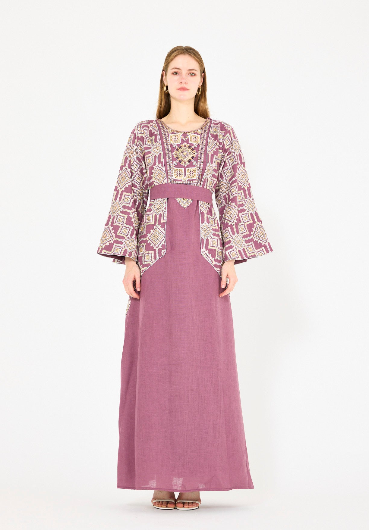 Wide Sleeve Contrast Embellished Jalabiya