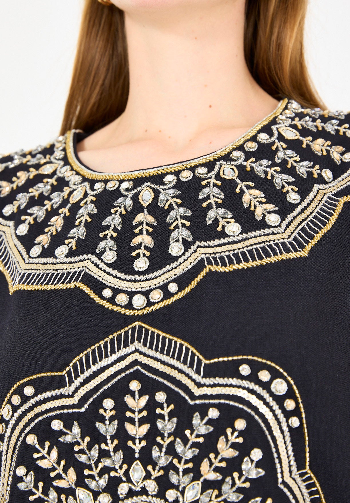 Fringe Accent Embroidered Kaftan