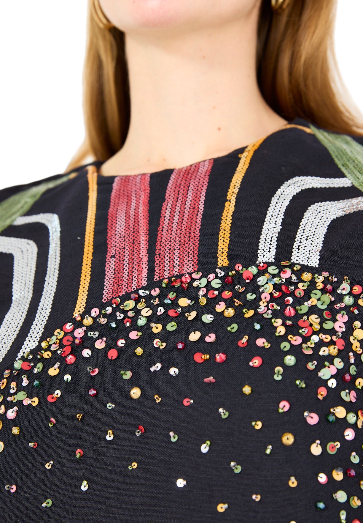 Abstract Sequin Embellished Kaftan