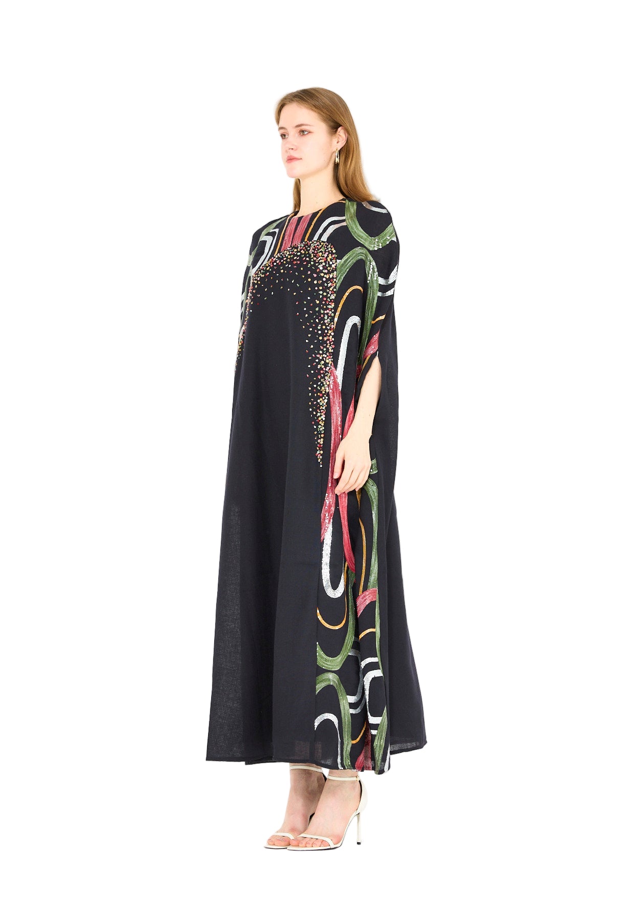 Abstract Sequin Embellished Kaftan