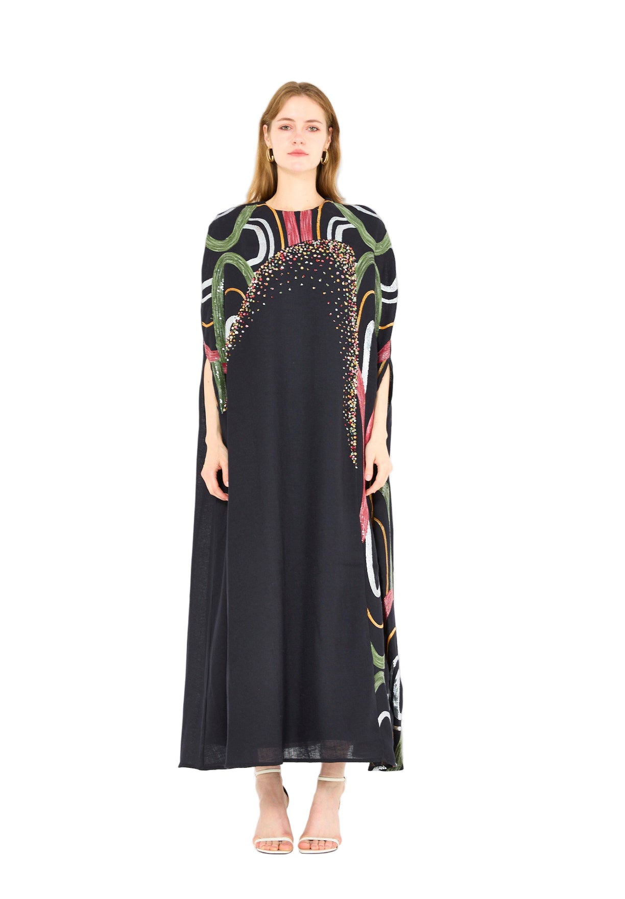 Abstract Sequin Embellished Kaftan