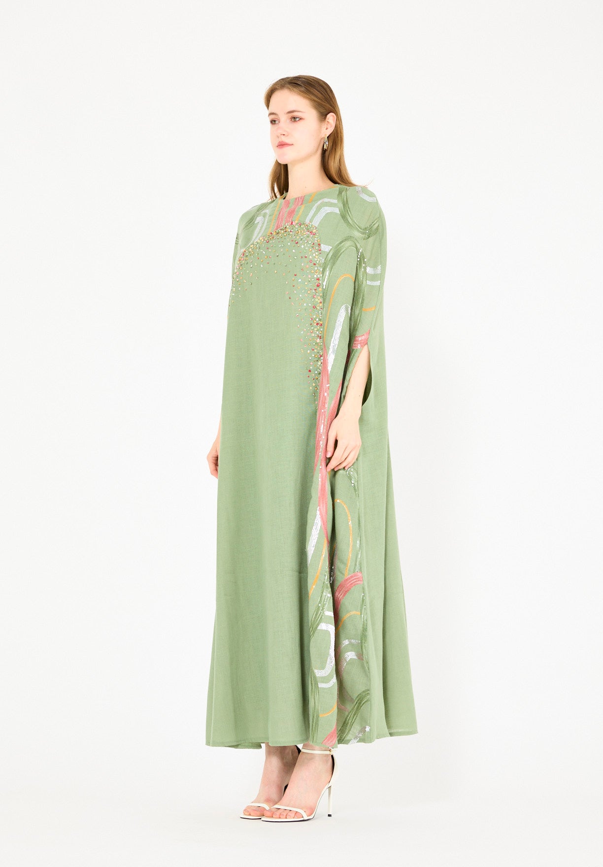Abstract Sequin Embellished Kaftan