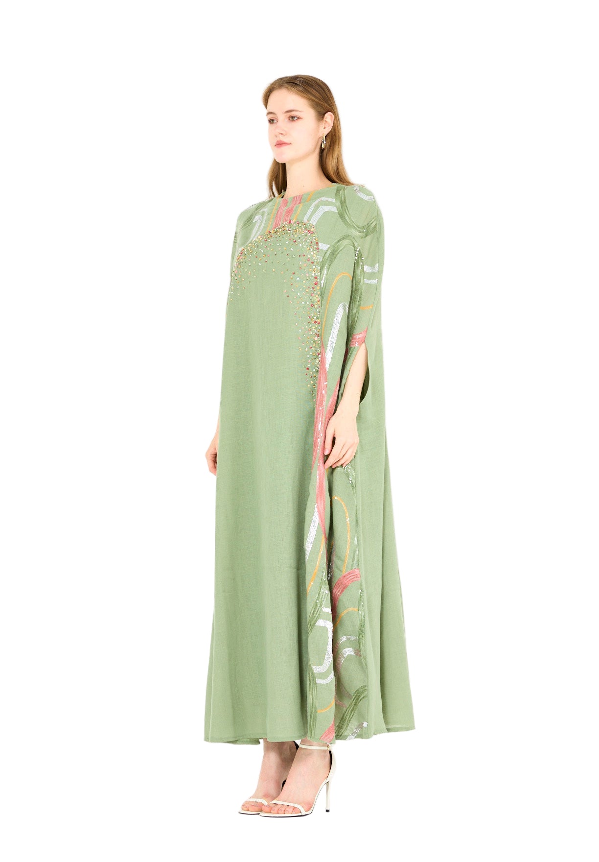 Abstract Sequin Embellished Kaftan