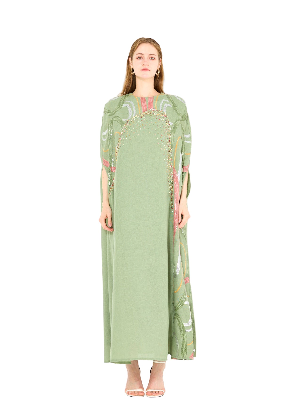 Abstract Sequin Embellished Kaftan